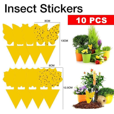 10X Dual Sided Sticky Trap Insect Killer Whitefly Thrip Fruit Fly Gnat - Butterfly 10PCS