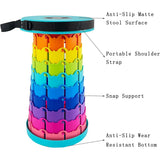 Rainbow Telescopic Folding Stool Thickened Travel Outdoor Seat for Camping - Turquoise