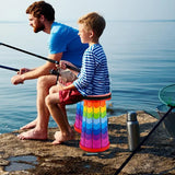 Rainbow Telescopic Folding Stool Thickened Travel Outdoor Seat for Camping - Turquoise