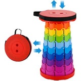 Rainbow Telescopic Folding Stool Thickened Travel Outdoor Seat for Camping - Turquoise