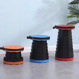 Portable Telescopic Folding Stool Travel Outdoor Seat Compact Retractable Chair - Red