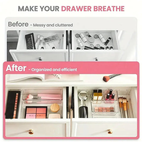 Transparent Plastic Drawer Organiser Set Multifunctional Desktop Storage Box - 13PCS
