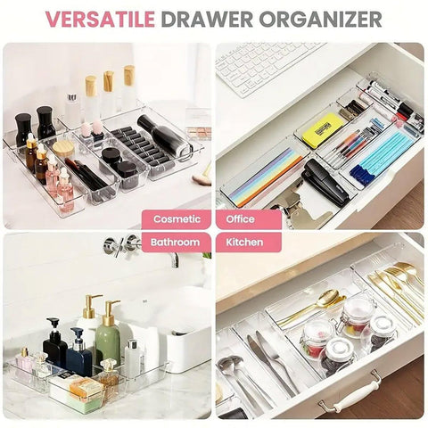 Transparent Plastic Drawer Organiser Set Multifunctional Desktop Storage Box - 13PCS