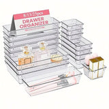 Transparent Plastic Drawer Organiser Set Multifunctional Desktop Storage Box - 13PCS