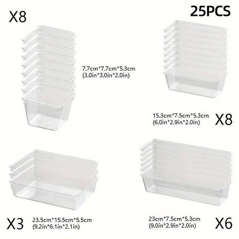 Transparent Plastic Drawer Organiser Set Multifunctional Desktop Storage Box - 13PCS
