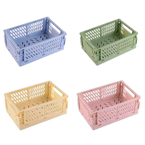 4PCS Collapsible Plastic Storage Box Desktop Organizer Basket Storage Container