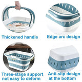 Large Folding Laundry Basket Plastic Dirty Clothes Hamper Blue Bathroom Storage - Blue