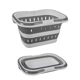 Large Folding Laundry Basket Plastic Dirty Clothes Hamper Blue Bathroom Storage - Grey