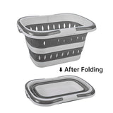 Large Folding Laundry Basket Plastic Dirty Clothes Hamper Blue Bathroom Storage - Grey