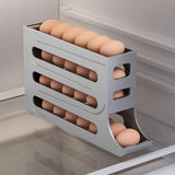 Automatic Scrolling Egg Holder 2/4-Tier Storage Box Container for Refrigerator - Cream (4-Tier)