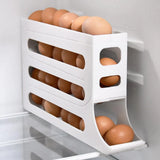 Automatic Scrolling Egg Holder 2/4-Tier Storage Box Container for Refrigerator - Grey (4-Tier)