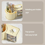 Rotating Cosmetic Pen Holder Dustproof Waterproof Storage Box Sanitary Organizer - Pink