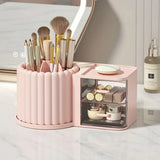 Rotating Cosmetic Pen Holder Dustproof Waterproof Storage Box Sanitary Organizer - Pink