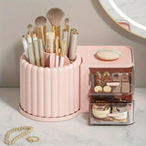 Rotating Cosmetic Pen Holder Dustproof Waterproof Storage Box Sanitary Organizer - Pink
