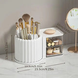Rotating Cosmetic Pen Holder Dustproof Waterproof Storage Box Sanitary Organizer - White