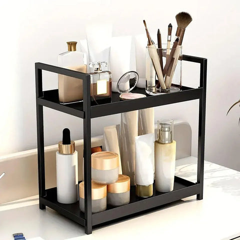 Multi-layer Cosmetic Storage Rack Desktop Organizer for Bathroom Dormitory Use - Black