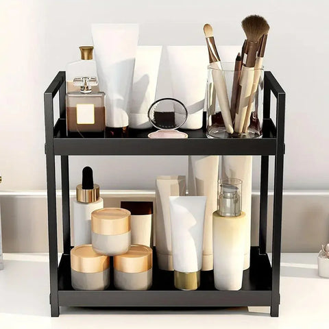 Multi-layer Cosmetic Storage Rack Desktop Organizer for Bathroom Dormitory Use - Black