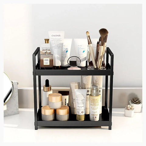Multi-layer Cosmetic Storage Rack Desktop Organizer for Bathroom Dormitory Use - Black