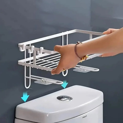 Storage Rack 1Tier Space Saver Over The Toilet Steel Bathroom Shelf Organizer - White
