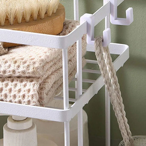 Storage Rack 1Tier Space Saver Over The Toilet Steel Bathroom Shelf Organizer - White
