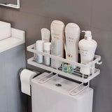 Storage Rack 1Tier Space Saver Over The Toilet Steel Bathroom Shelf Organizer - White