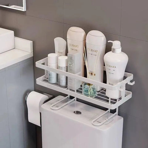 Storage Rack 1Tier Space Saver Over The Toilet Steel Bathroom Shelf Organizer - White