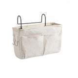 Hanging Bedside Storage Caddy with Pockets for Bunk Bed Dorm Couch Organizing - White