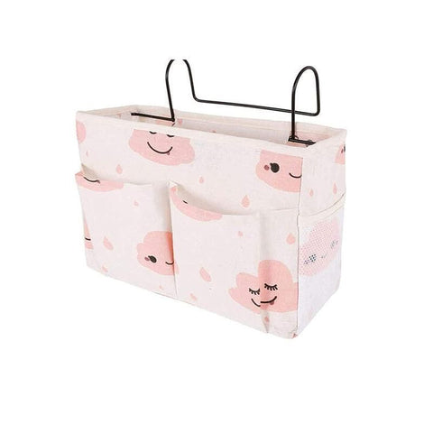 Hanging Bedside Storage Caddy with Pockets for Bunk Bed Dorm Couch Organizing - Pink