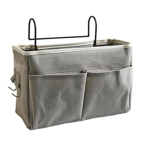 Hanging Bedside Storage Caddy with Pockets for Bunk Bed Dorm Couch Organizing - Dark Grey