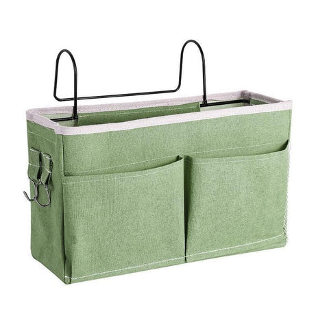 Hanging Bedside Storage Caddy with Pockets for Bunk Bed Dorm Couch Organizing - Light Green