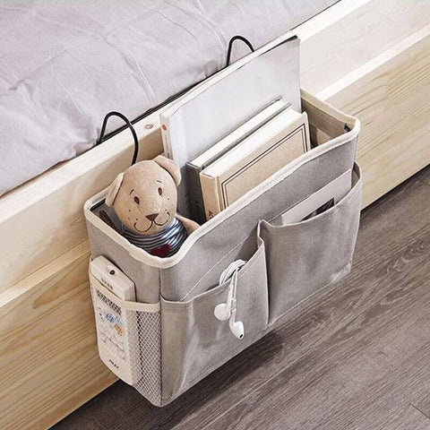 Hanging Bedside Storage Caddy with Pockets for Bunk Bed Dorm Couch Organizing - Light Green