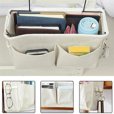 Hanging Bedside Storage Caddy with Pockets for Bunk Bed Dorm Couch Organizing - Light Green