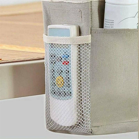 Hanging Bedside Storage Caddy with Pockets for Bunk Bed Dorm Couch Organizing - Light Green