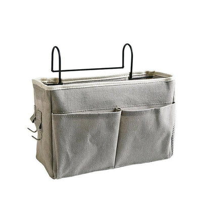 Hanging Bedside Storage Caddy with Pockets for Bunk Bed Dorm Couch Organizing - Grey