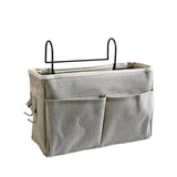 Hanging Bedside Storage Caddy with Pockets for Bunk Bed Dorm Couch Organizing - Grey