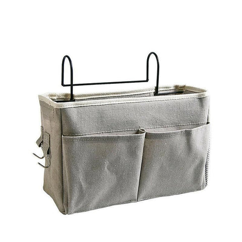 Hanging Bedside Storage Caddy with Pockets for Bunk Bed Dorm Couch Organizing - Grey