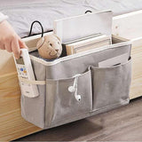 Hanging Bedside Storage Caddy with Pockets for Bunk Bed Dorm Couch Organizing - Grey