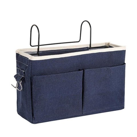 Hanging Bedside Storage Caddy with Pockets for Bunk Bed Dorm Couch Organizing - Navy