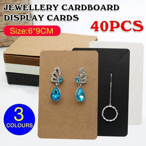 40pcs Jewellery Display Cards Necklace Earring Holder Kraft Paper 6x9cm - Black