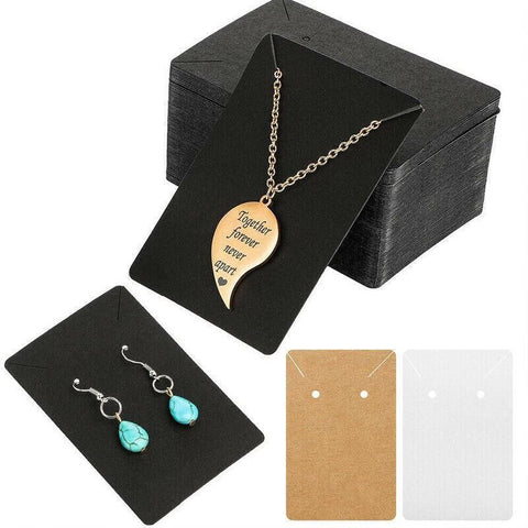40pcs Jewellery Display Cards Necklace Earring Holder Kraft Paper 6x9cm - Black