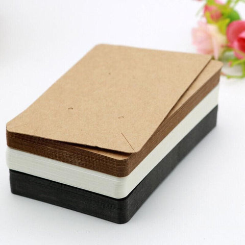 40pcs Jewellery Display Cards Necklace Earring Holder Kraft Paper 6x9cm - Black