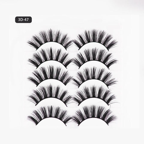 5 Pairs 3D Thick Mink Fake False Eyelashes Natural Long Wispy Makeup Lashes Au - 3D-55