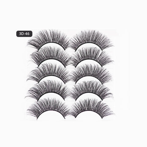 5 Pairs 3D Thick Mink Fake False Eyelashes Natural Long Wispy Makeup Lashes Au - 3D-55