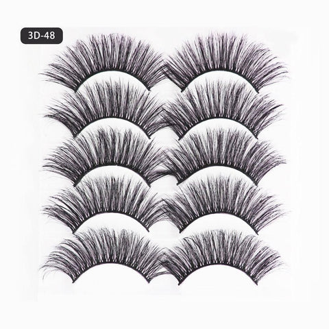 5 Pairs 3D Thick Mink Fake False Eyelashes Natural Long Wispy Makeup Lashes Au - 3D-55