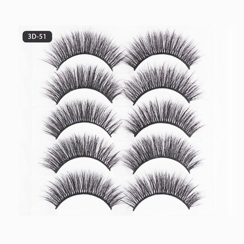 5 Pairs 3D Thick Mink Fake False Eyelashes Natural Long Wispy Makeup Lashes Au - 3D-55