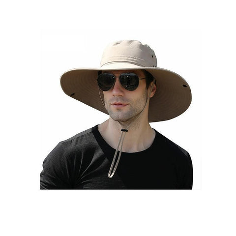 Outdoor Uv Protection Sun Hat Wide Brim Cap Quick-Drying Hat For Fishing Hiking - Beige