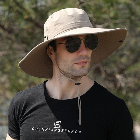 Outdoor Uv Protection Sun Hat Wide Brim Cap Quick-Drying Hat For Fishing Hiking - Beige