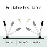 Laptop Bed Table Foldable Lap Standing Desk with Cup Slot for Indoor Picnic Tray - White