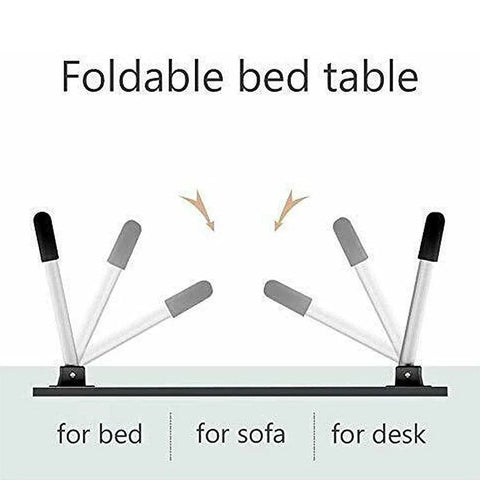 Laptop Bed Table Foldable Lap Standing Desk with Cup Slot for Indoor Picnic Tray - White