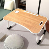 Laptop Bed Table Foldable Lap Standing Desk with Cup Slot for Indoor Picnic Tray - White